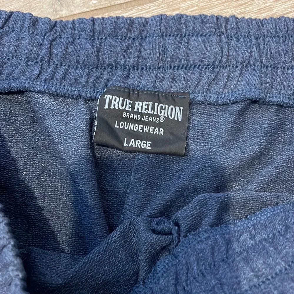 True Religion Blue/Silver Logo Joggers LARGE
